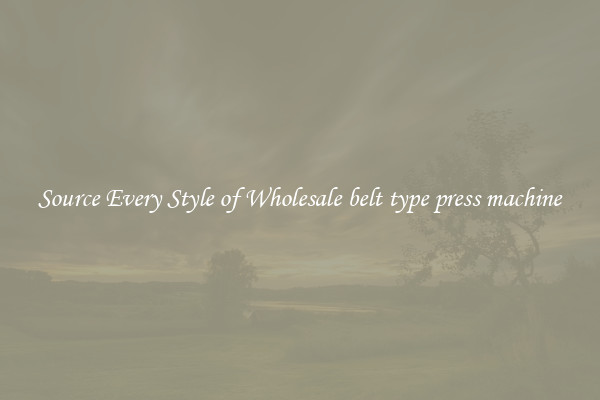Source Every Style of Wholesale belt type press machine